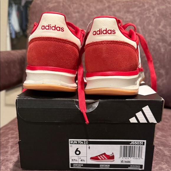 Adidas Women's Scarlet and Cream Sneakers - Picture 2 of 4